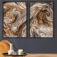 2 Piece Framed Canvas Wall Art Organic Fluids Canvas Prints Home Artwork Decoration for Living Room,Bedroom - 16