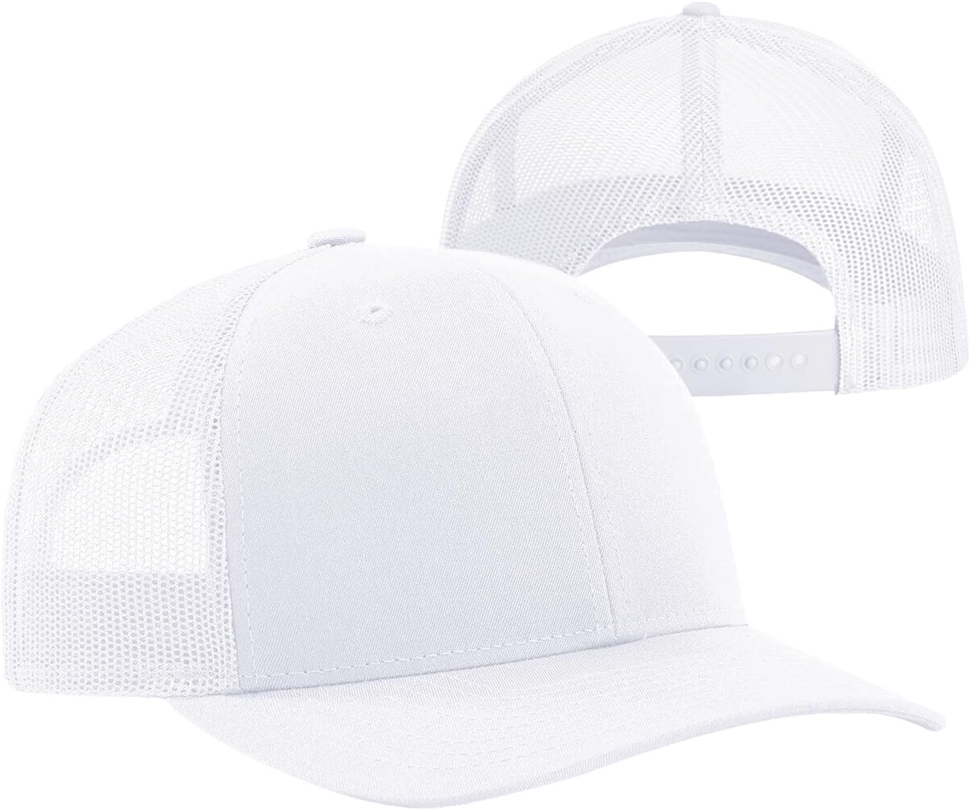Men Women Plain Cotton Trucker Cap with Breathable Mesh Back, Snapback Baseball Hats