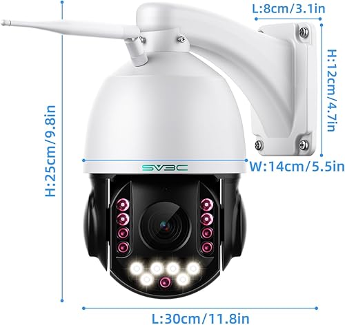 Miniatura 8 de SV3C Cámara PTZ con zoom óptico de 20X para exteriores, cámaras IP WiFi de 5 MP, cámara de seguridad exterior con inclinación panorámica compatible