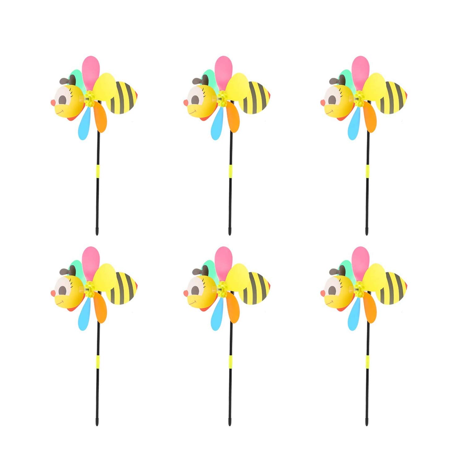 CTRLZS 6Pcs Bee Wind Spinners Pinwheels 3D Animal Windmills Garden Stakes Ornaments for Lawn Yard Patio Party Decor