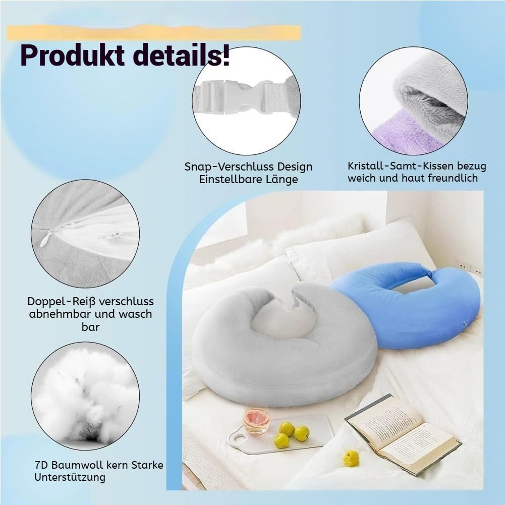 Ergonomisches Kissen Ihr Komfort VerbüNdeter FüR Kreative Momente, Lesekissen FüR Bett Und Sofa, Gaming Kissen, Zum Lesen, Spielen, Arbeiten, HäKeln, Reduziert Arm MüDigkeit (Grau)