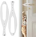 TGIOW Cat Door Latch, 2 Pcs Cat Door Stopper Pet Door Latch to Keep Dog Out of Litter Box and Food, Door Prop for Cat with 5 Adjustable Size Strap 2.5-6" Wide, No Measuring, Easy to Install, White