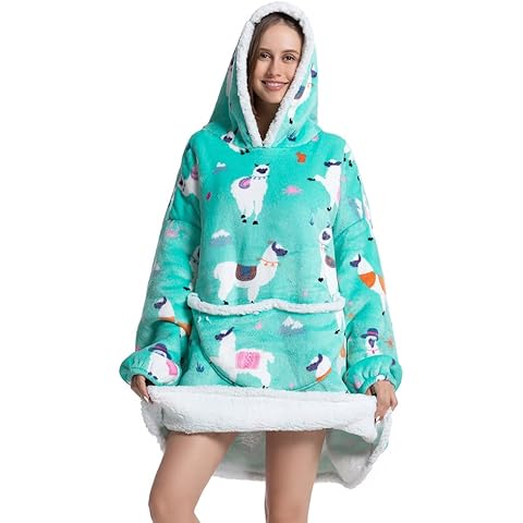 AUTUCAU Thicken Super Warm Oversized Hoodie Blanket for Women Sherpa Wearable Blanket Sweatshirt Snuggle Blanket for Adult Teenagers Men Cover