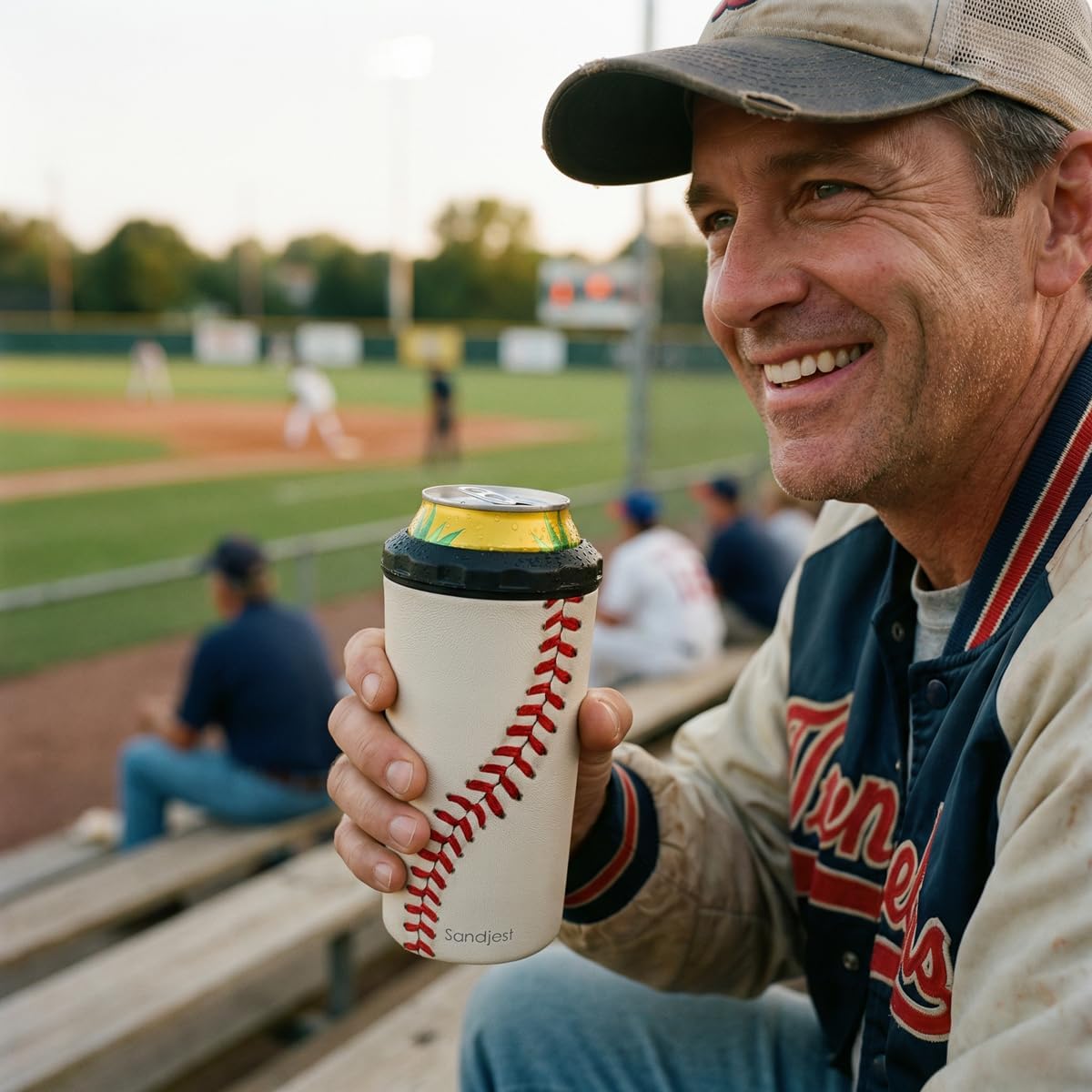 Baseball Can Cooler 12oz - Travel Mug Cups - Stainless Steel Insulated for Men Women Players - Tumbler Cans Koozie, Sport Gift for Fan Coach Lovers