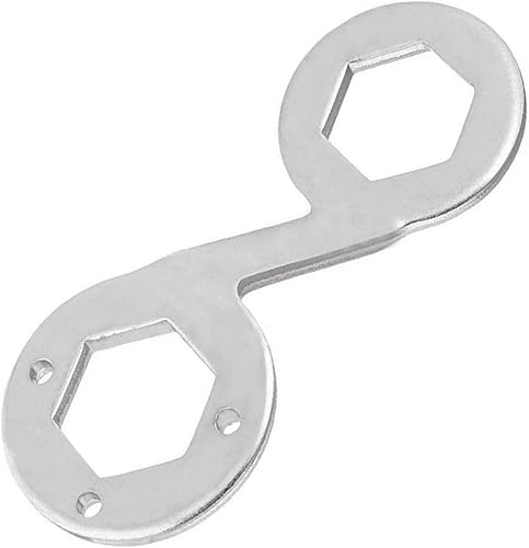 Llave hexagonal de 36mm/1.41" 38mm/1.49" Herramienta de reparación de lavadora de hierro de doble extremo tono plateado (1 unidad)