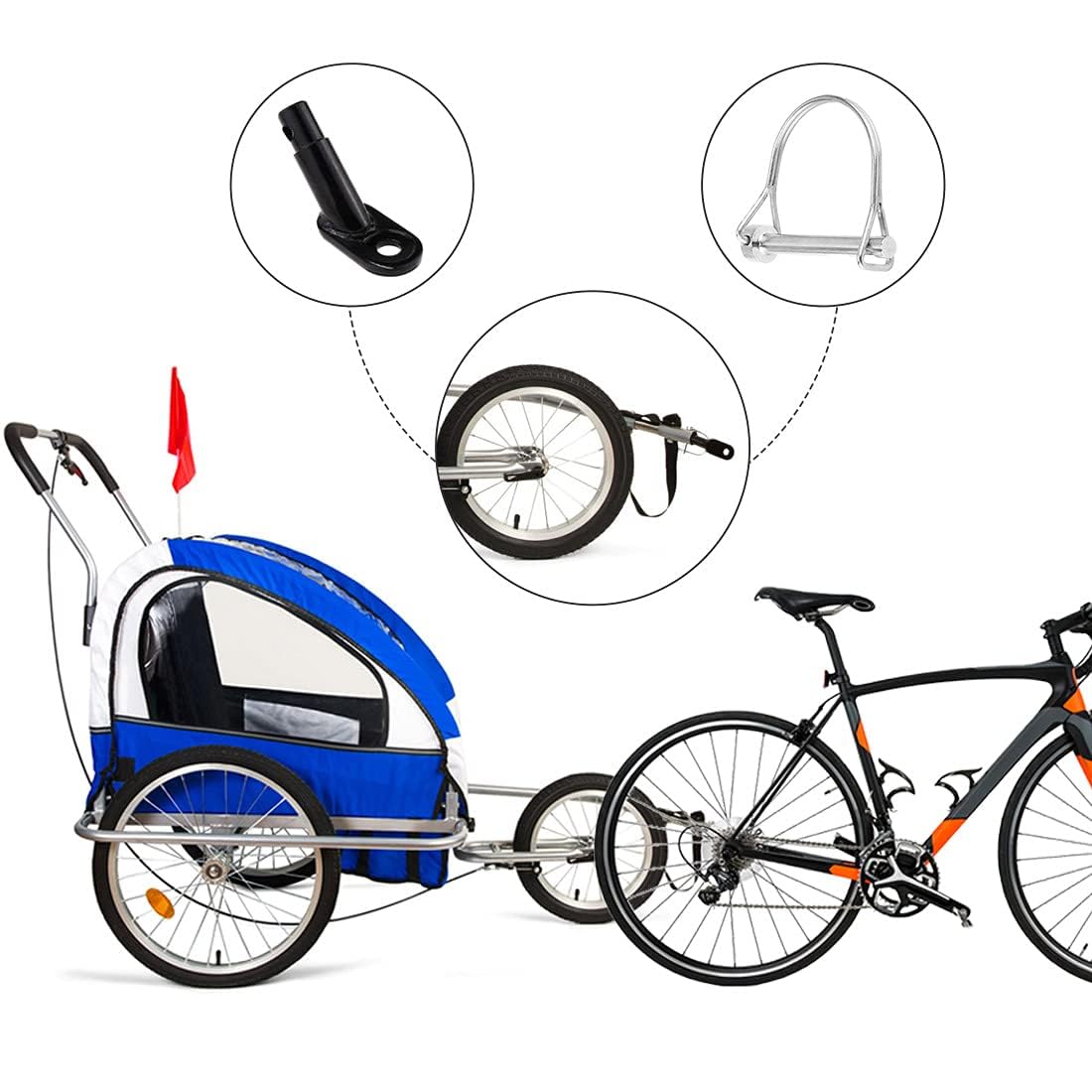 Gancio Traino Per Rimorchio Bici Bigxin - Testa Di Accoppiamento In Acciaio Per Bambini, 5.5x2.7x5 Cm - Foto 3