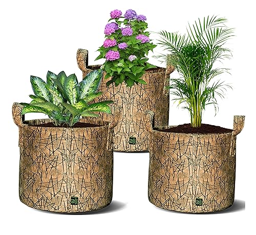 GREEN DECOR -Heavy Duty 400 GSM Non Woven Fabric-Vegetable/Flower/Plant Decorative Grow Bags Pots with Handles for Plants & Gardening -Golden Color -(Width) 14 Inch X (Height) 12 Inch-3 Piece GREEN DECOR -Heavy Duty 400 GSM Non Woven Fabric-Vegetable/Flower/Plant Decorative Grow Bags Pots with Handles for Plants & Gardening -Golden Color -(Width) 14 Inch X (Height) 12 Inch-3 Piece