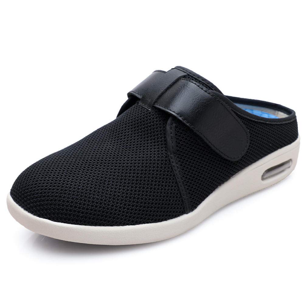 Nwarmsouth Slipper Diabetic Oedema Boot Wide,Elderly thumb valgus shoes, swollen feet adjustable slippers-black_UK7.5,Arthritis Slippers Wide Fit Shoe
