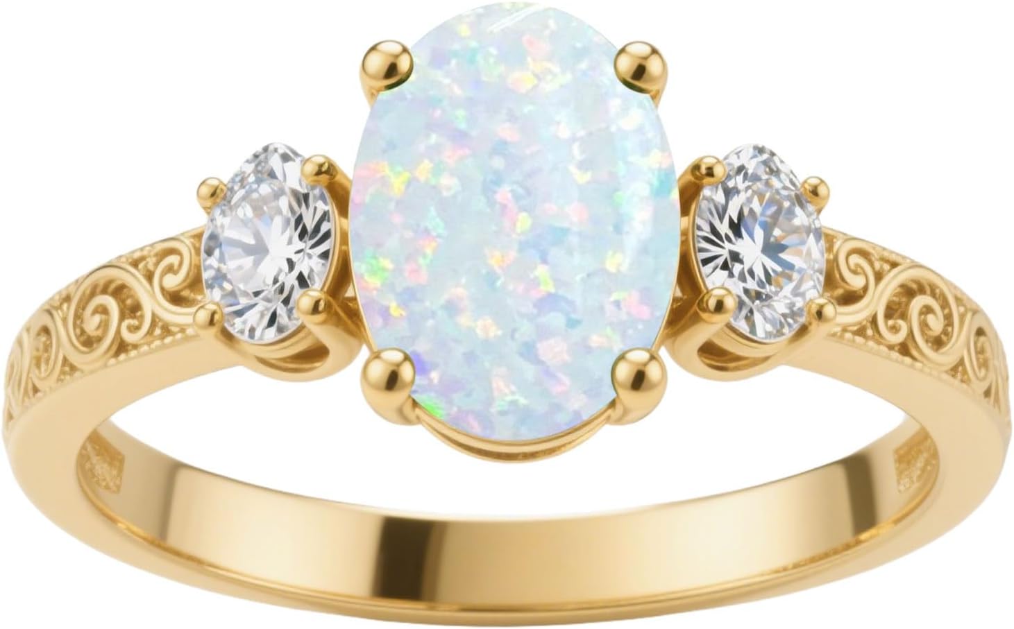 Oval Gemstone Vintage Engagement Ring for Women Moissanite Filigree Promise 925 Sterling Silver/10K/14K/18K Solid Gold Yellow Gold Wedding Anniversary Rings for Her Wife Bridal