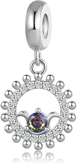 12 Zodiac Signs Birthday Constellation Charm Clear CZ Bead for Pandora Bracelet