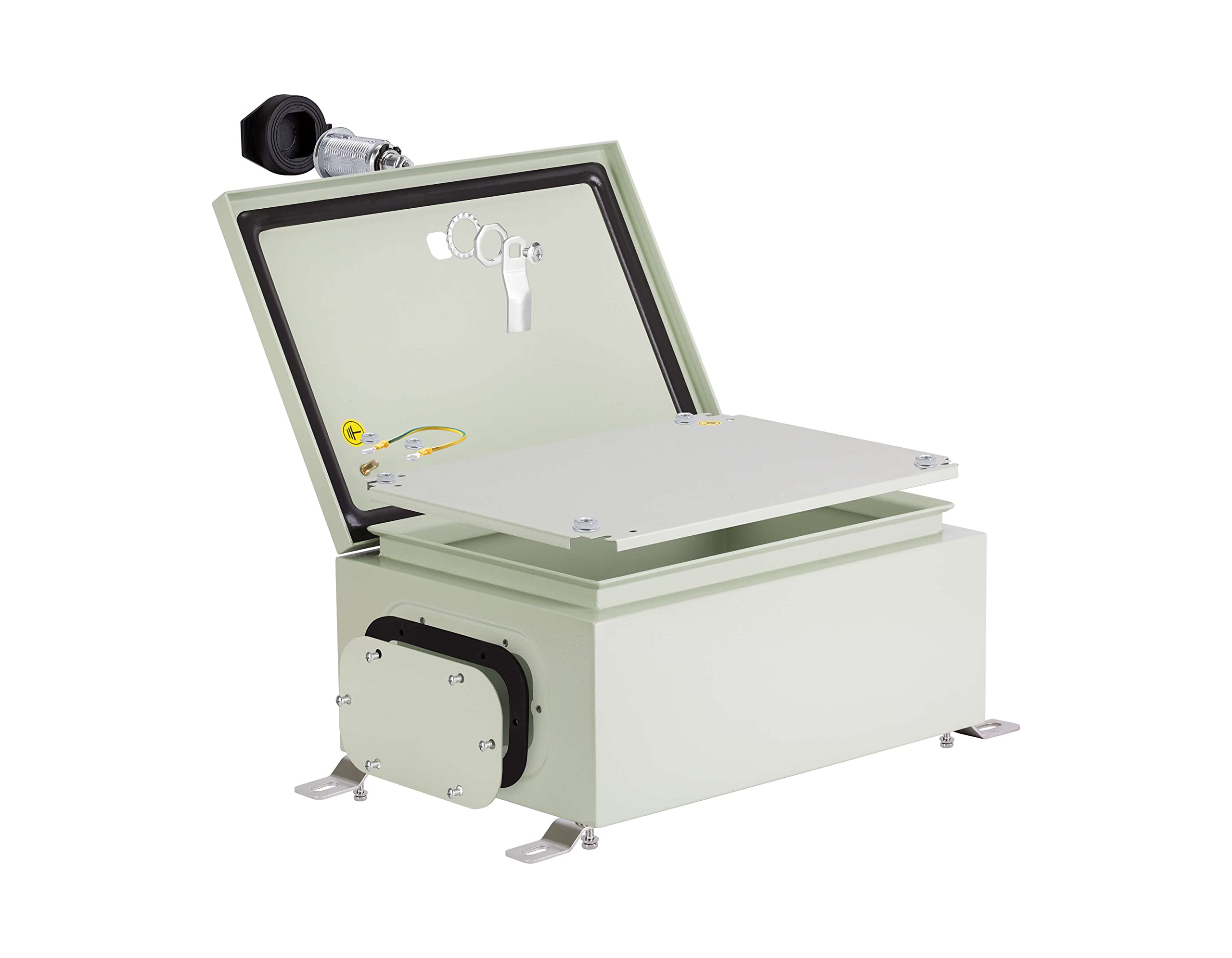 KWONONG Metal Enclosure, IP65 Waterproof Electrical Box for Indoor and Outdoor Projects, Includes Mounting Plate and Wall Bracket 350×250×150mm (14"×10"×6")