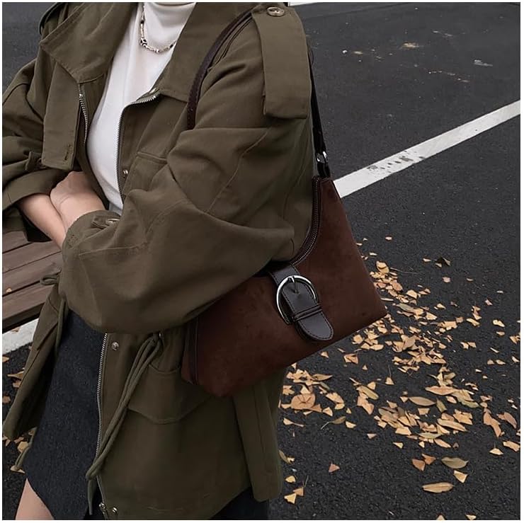 Vintage Mini Hobo Purse for Women Genuine Suede Leather Crescent Underarm Crossbody Shoulder Bag Work Travel Casual - Image 8