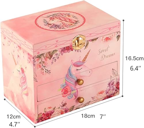 Miniatura 2 de YBYB - Joyero musical de madera con cajón color rosa