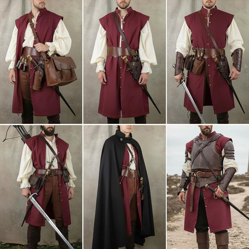 Unisex Medieval Pirate & Knight Sleeveless Vest — 100% Cotton Lightweight LARP Renaissance Fair Cosplay Costume