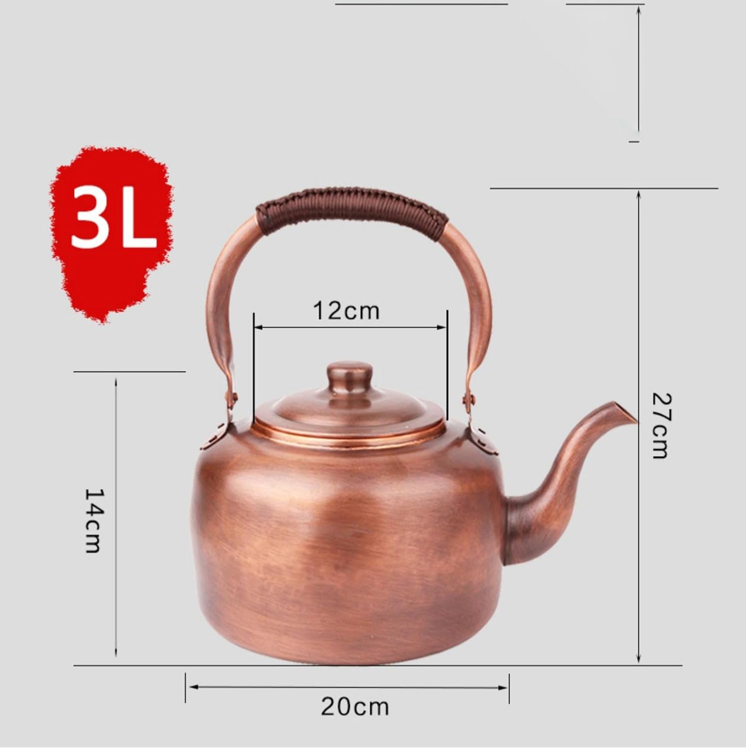 Handmade Copper Kettle Copper Teapot for Stovetop Premium Copper Tea Kettle For Stove Top,Rustic Tea Pot With Ergonomic Handle,Work for gasstove tops pure copper kettle,3L