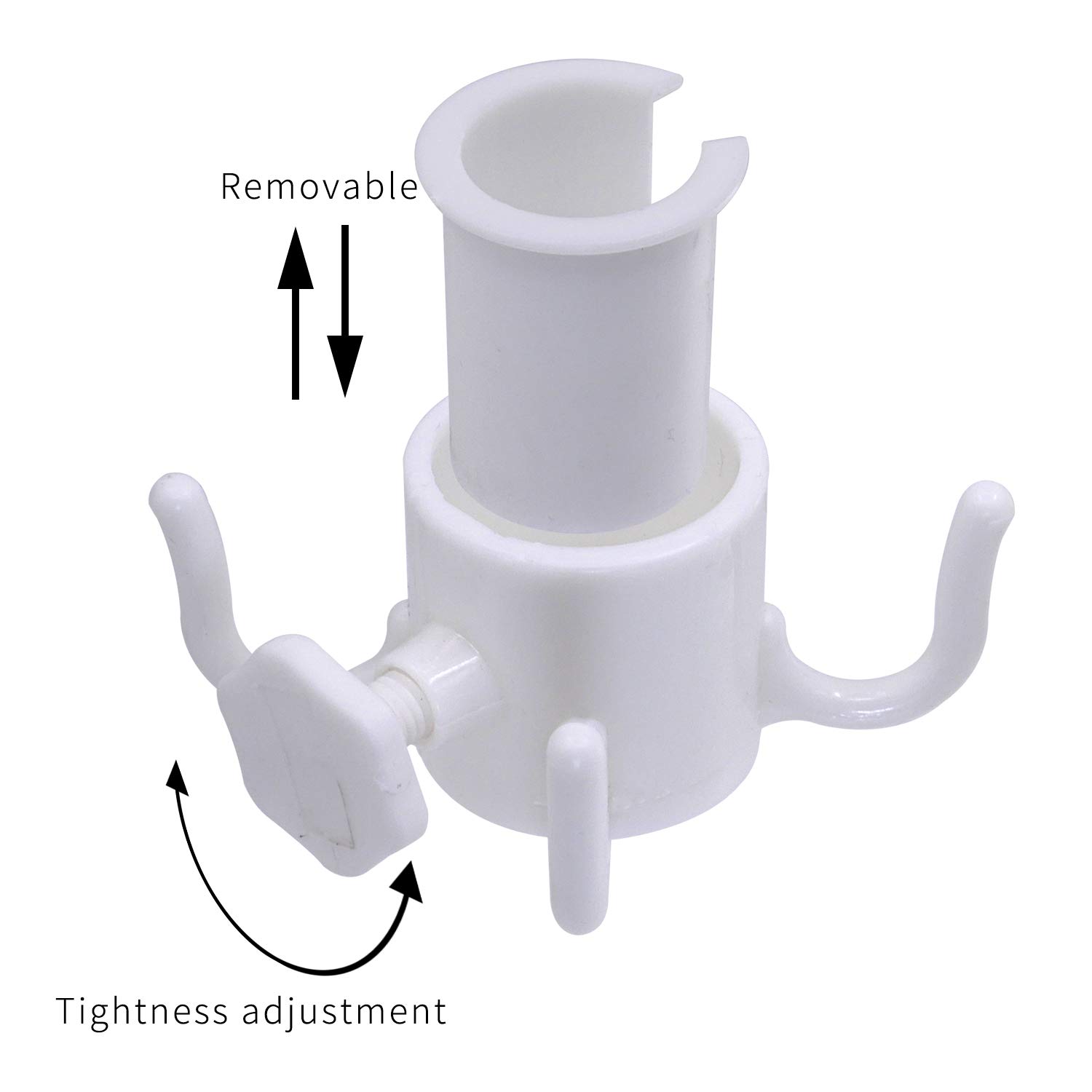 Gancio per ombrellone da spiaggia, 4 rebbi, in plastica, per asciugamani, cappelli, vestiti, macchina fotografica, occhiali da sole, borse, adatto per spiaggia, campeggio, viaggi (bianco)