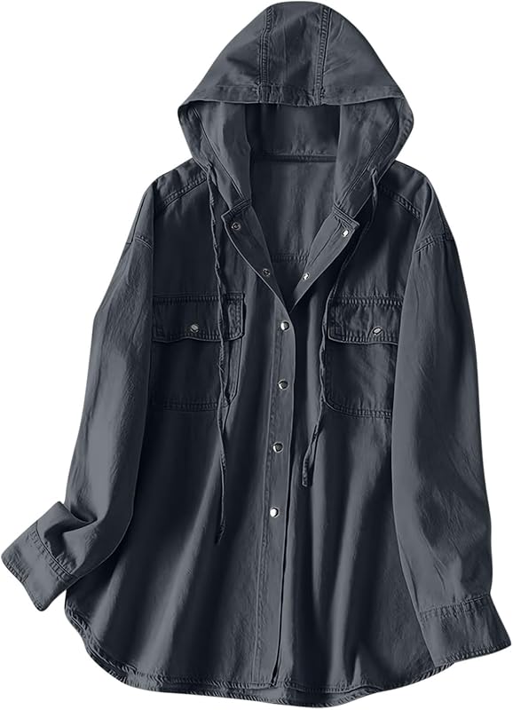 maisdgop campera vaquera extragrande campera vaquera abotonadacon capucha para mujer
