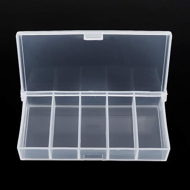 OriGlam 9.5cm / 3.74inch 5 Grids Clear Plastic Organizer Box Storage Container Box, Fishing Tackle Storage Clear Jewelry Box, Plastic Bead Storage Container Organizer Box