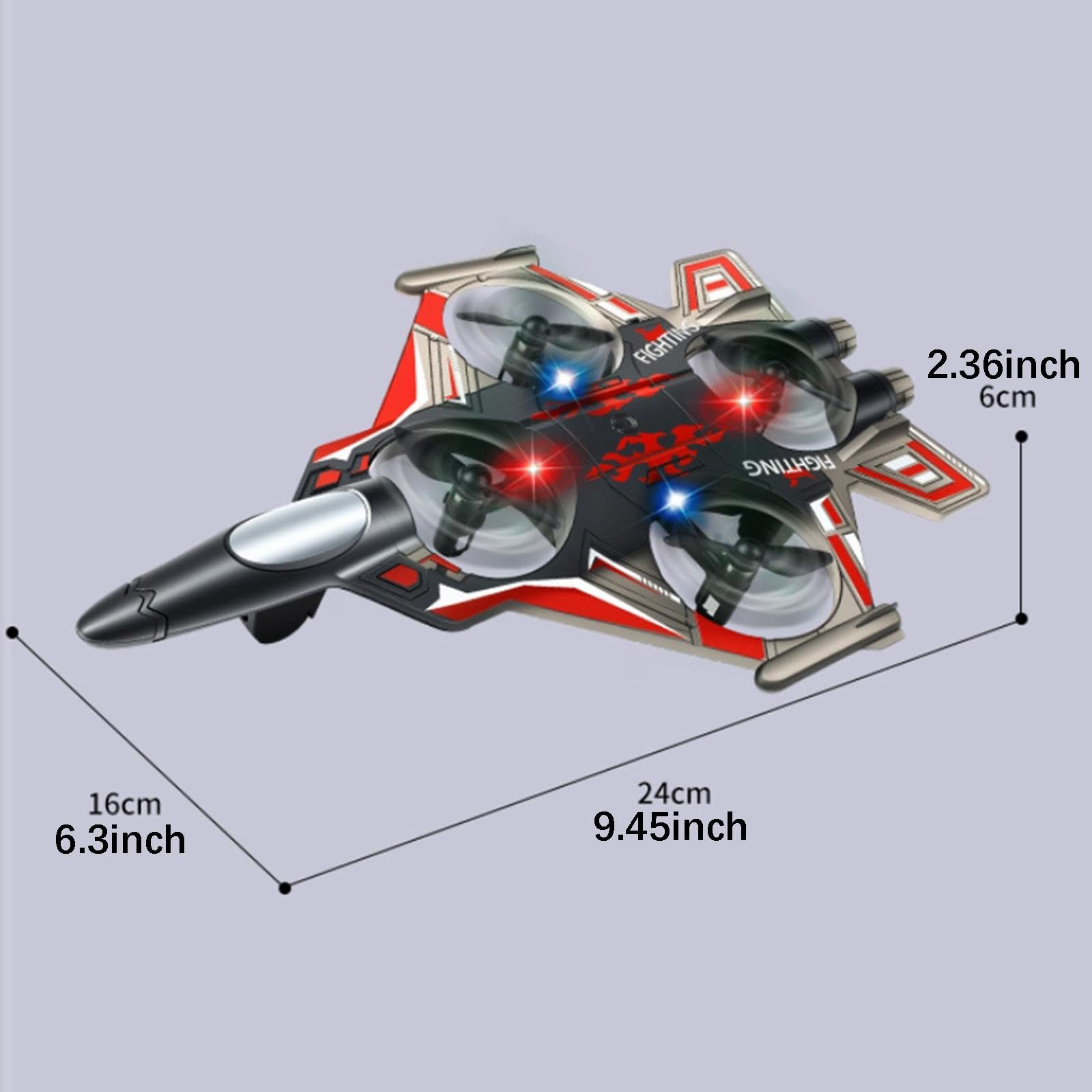 MagiDeal Aereo RC Portatile con Luce, Modello da Combattimento, RC per Bambini, Ragazzi, Adolescenti, Principianti, Regalo, Rosso 1 Batteria