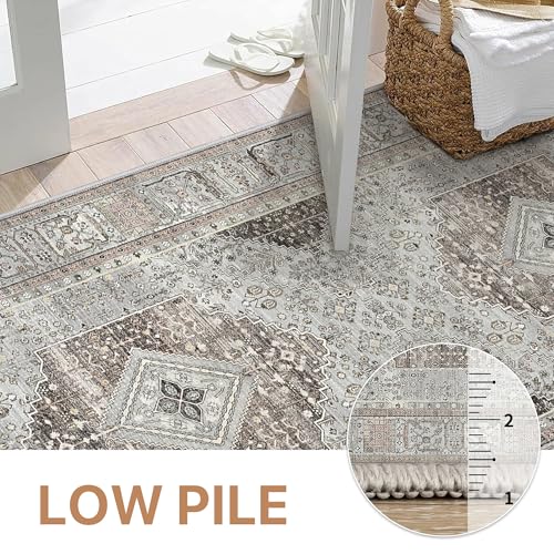 GENIMO 2x10 Non Slip Hallway Runner Rug, Machine Washable, Thin & Low Pile Lightweight for Kitchen, Laundry, Entryway, Bedroom & Living Room