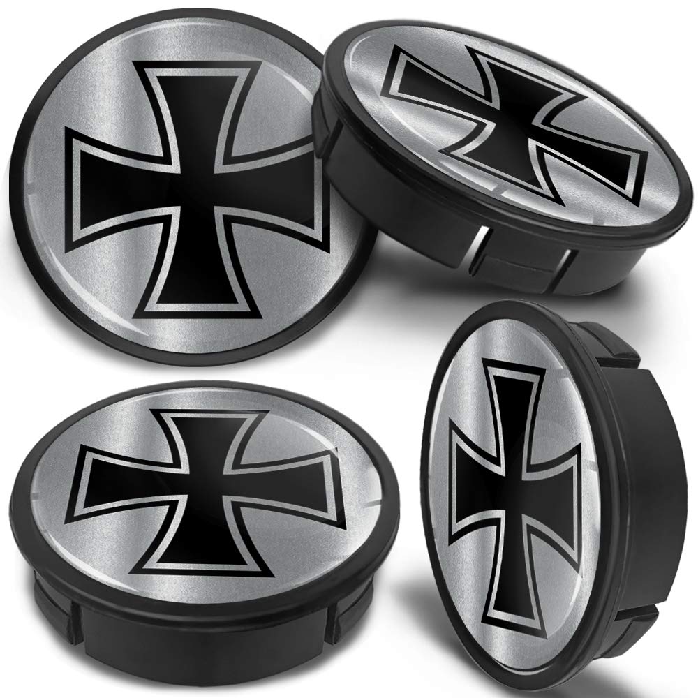 4 x 60mm ABS Car Alloy Wheel Centre Universal Rims Hub Center Caps Auto Tuning Logo Emblem Silver Gloss Black Iron Cross CX 24