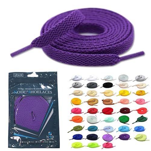 [NODC] 靴紐 シューレース 平紐 100cm/120cm/140cm/160cm スニーカー用 メンズ レディース 43色 カラフル 替え紐 (120cm, パープル)