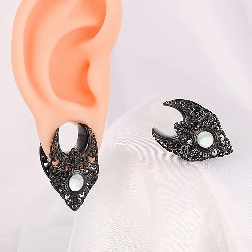 Miniatura 4 de LADEMAYH 2Pcs Ear Plugs Gauges for Ears, with White Shell Size 0g - 1 inch Ear Tunnels Gauge Earrings, Hypoallergenic Stainless Steel Ear Stretching