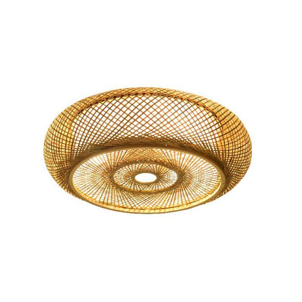 Plafonnier LED bambou japonais luminaire naturel rond pour salon de thé et lecture