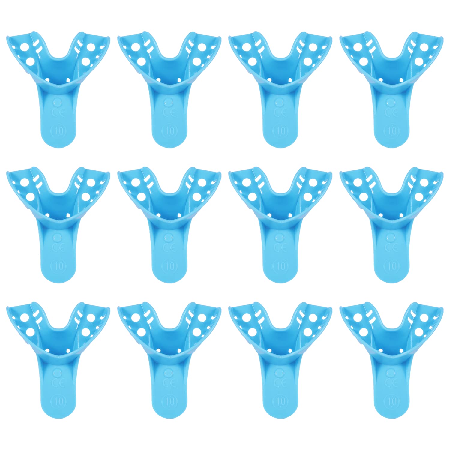 JMU Lot de 12 plateaux perforés jetables pour empreintes dentaires, 10 plateaux inférieurs antérieurs