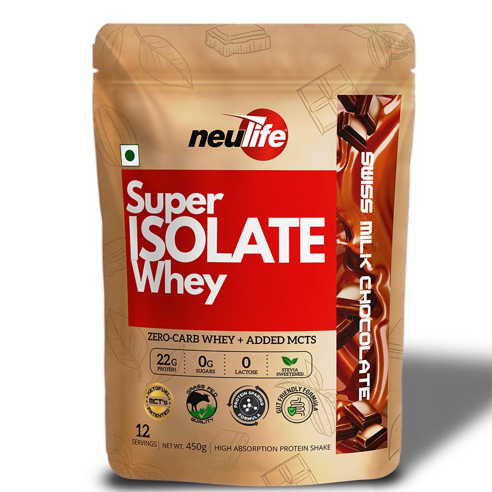 Super Isolate Whey | Max Absorption Protein Shake with Patented Ketofuel MCTs | (450 g) Swiss Milk Chocolate
