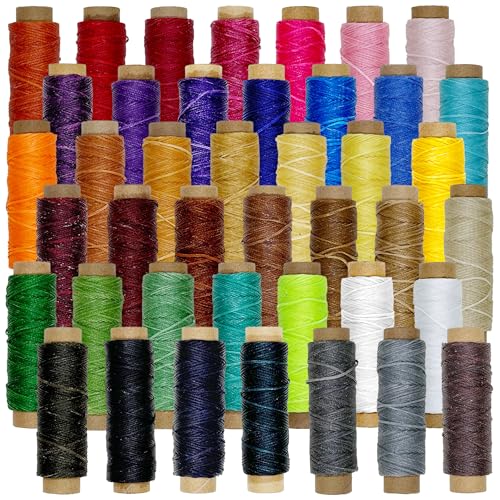 Hilo encerado para coser cuero, 42 colores, 33 yardas c/u miniatura 1