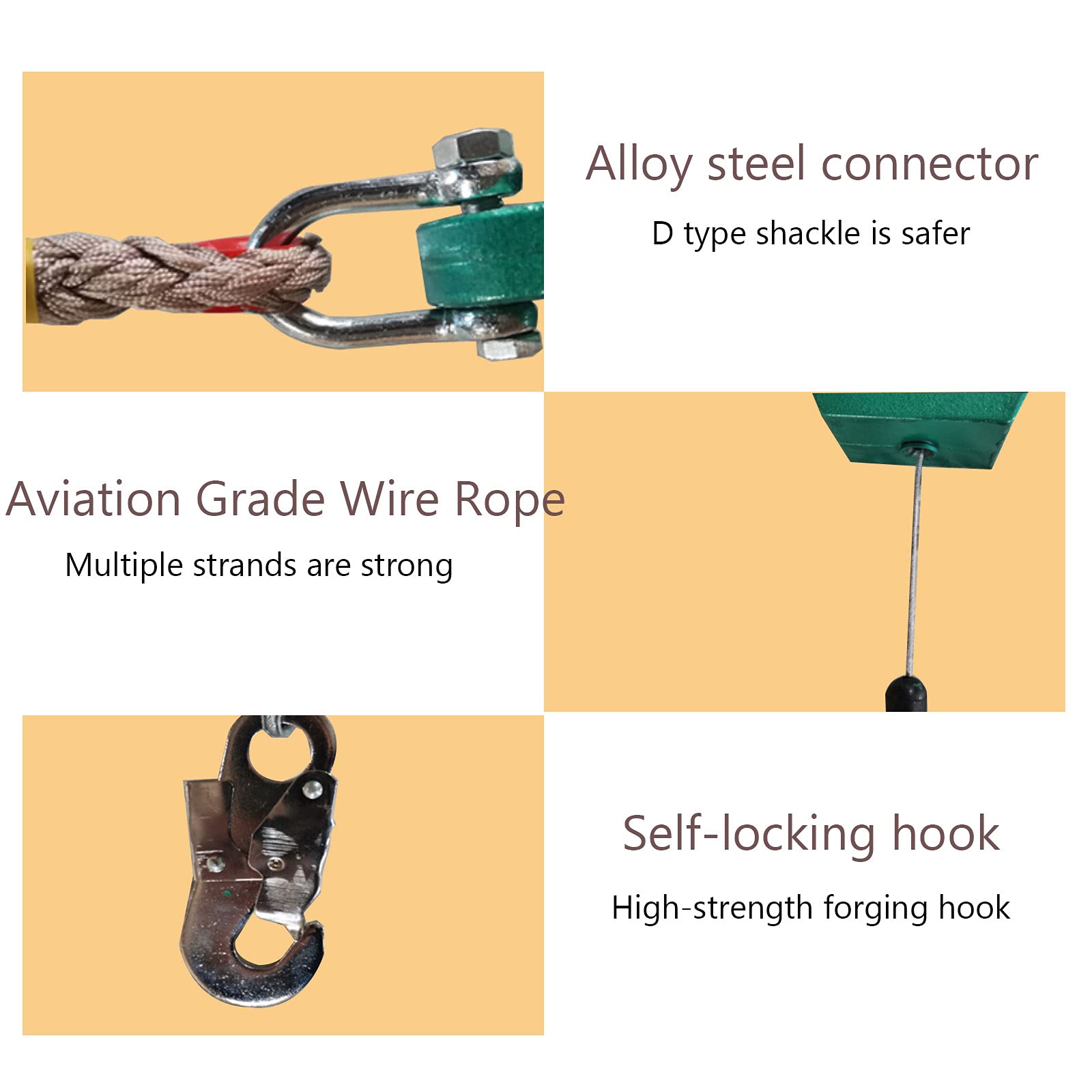 Dispositif Antichute a Rappel Rétractable, 3-20m, Structure à Double Verrouillag Ligne de Vie Auto-Rétractable Antichute Baudrier Escalade Elagage pour la Protection Contre Les Chutes