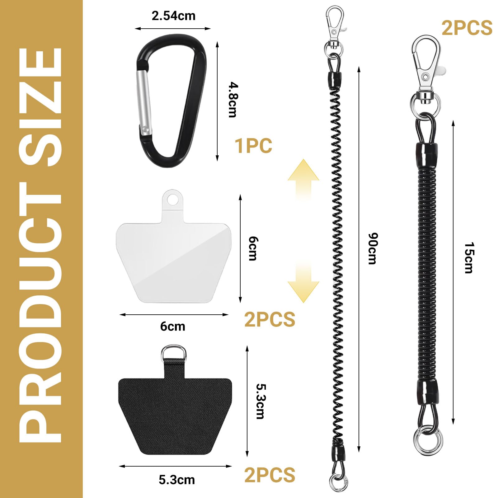 Cordon Rétractable Anti-chute Pour Téléphone - 20 Cm Avec Mousqueton, Idéal Randonnée, Vélo, Escalade Et Pêche - 2