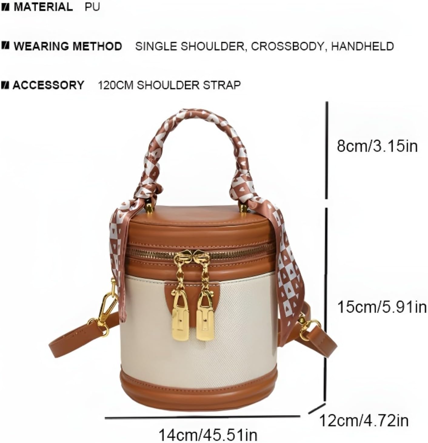 Trendy retro bucket bag for women top handle and Detachable Shoulder Strap, Perfect for Daily Use and Gatherings - Image 4
