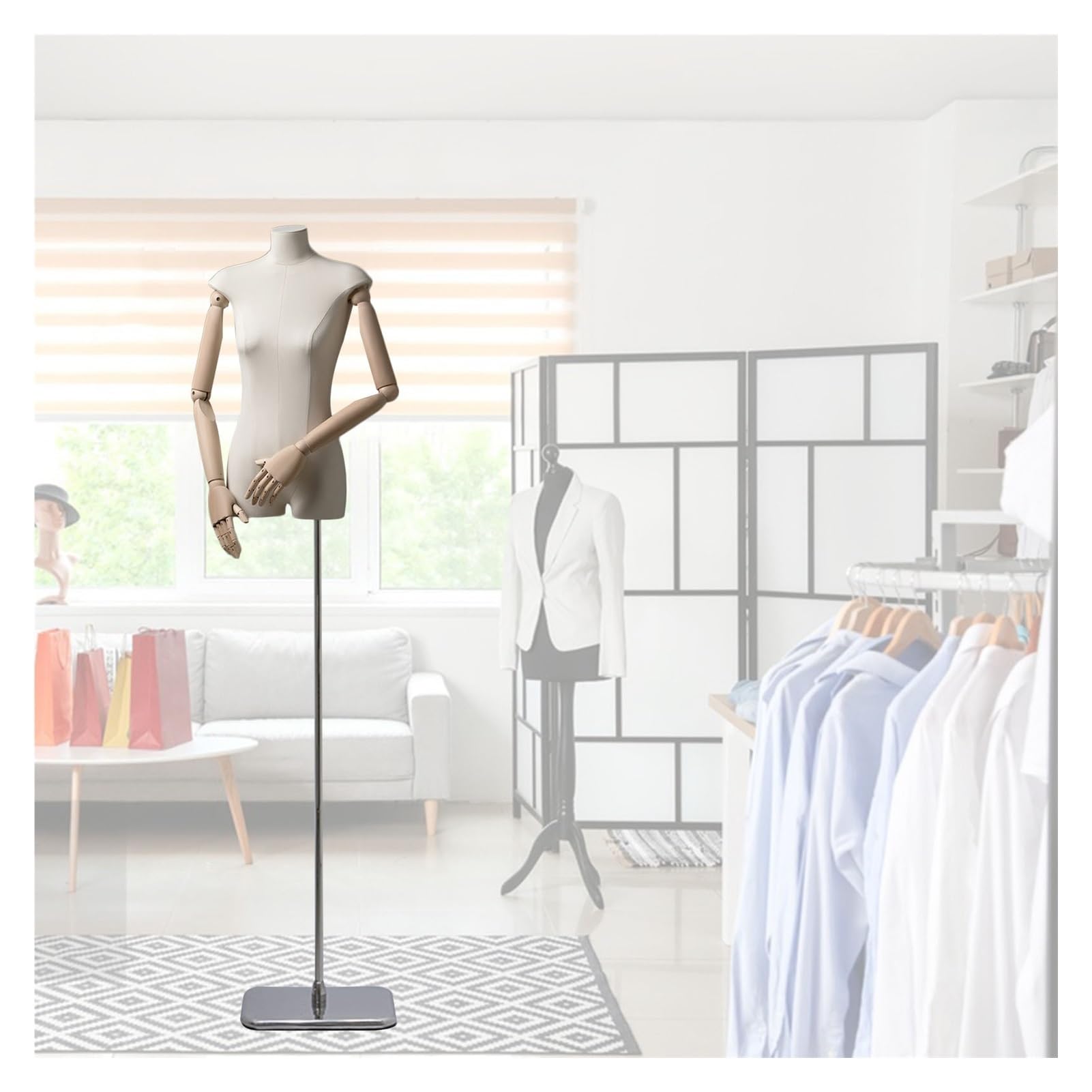 ITOSUI Adjustable Female Dress Form Mannequin with Metal Base - Perfect for Clothing Display, Sewing, Jewelry Showcase - Height Adjustable & Versatile Use (A)