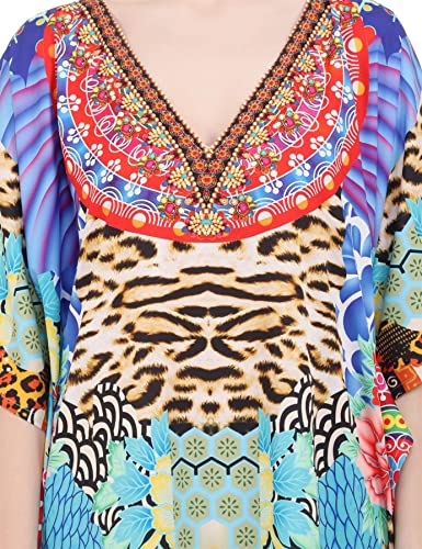Image of Miss Lavish London Kaftan Dresses for Women,Beach Kaftan Coverups,Hawaiian Coverups for Women,Long Beach & Swimsuit Coverups,Plus Size African Caftan Dress,Moroccan Style Loungewear Multi M