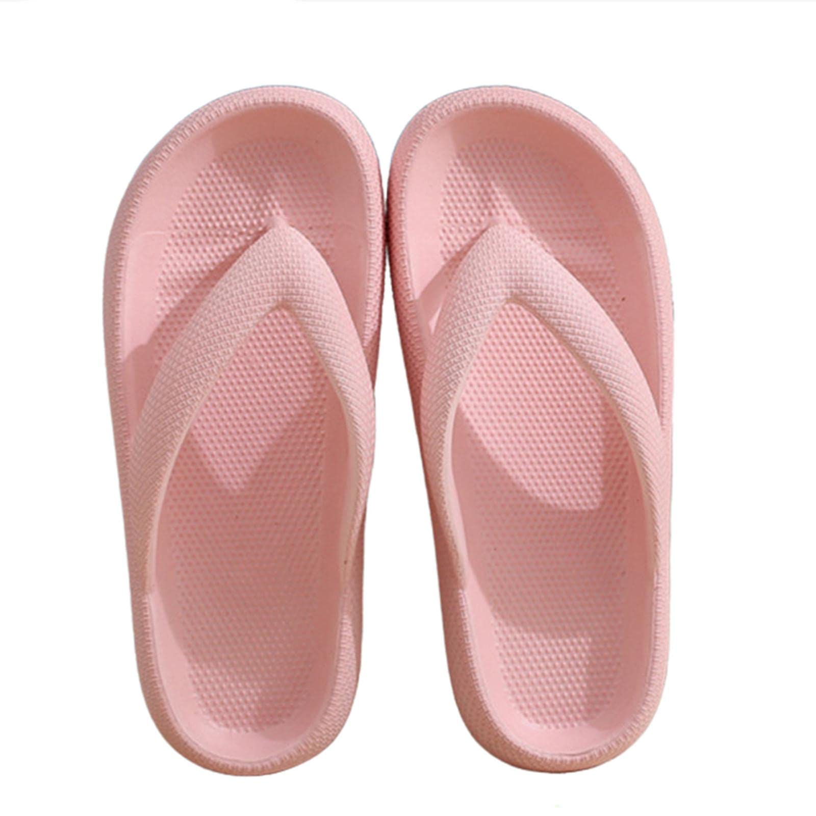 XKUNFlip Flops Summer Casual Thong Slippers Outdoor Beach Sandals EVA Flat  Platform Comfy Shoes Women Couple Thick Soled-Pink,38-39