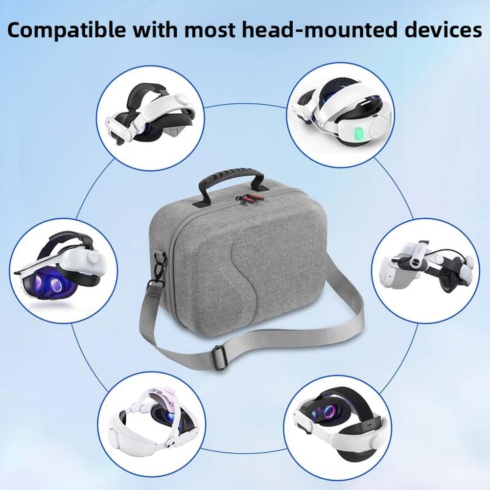 Custodia Rigida per Meta 3S e 3 Borsa Trasporto per vr in EVA agli Urti con Scomparto Accessori per Controller e Cavi Protezione Completa Visore Realtà Virtuale Nero (Gray)