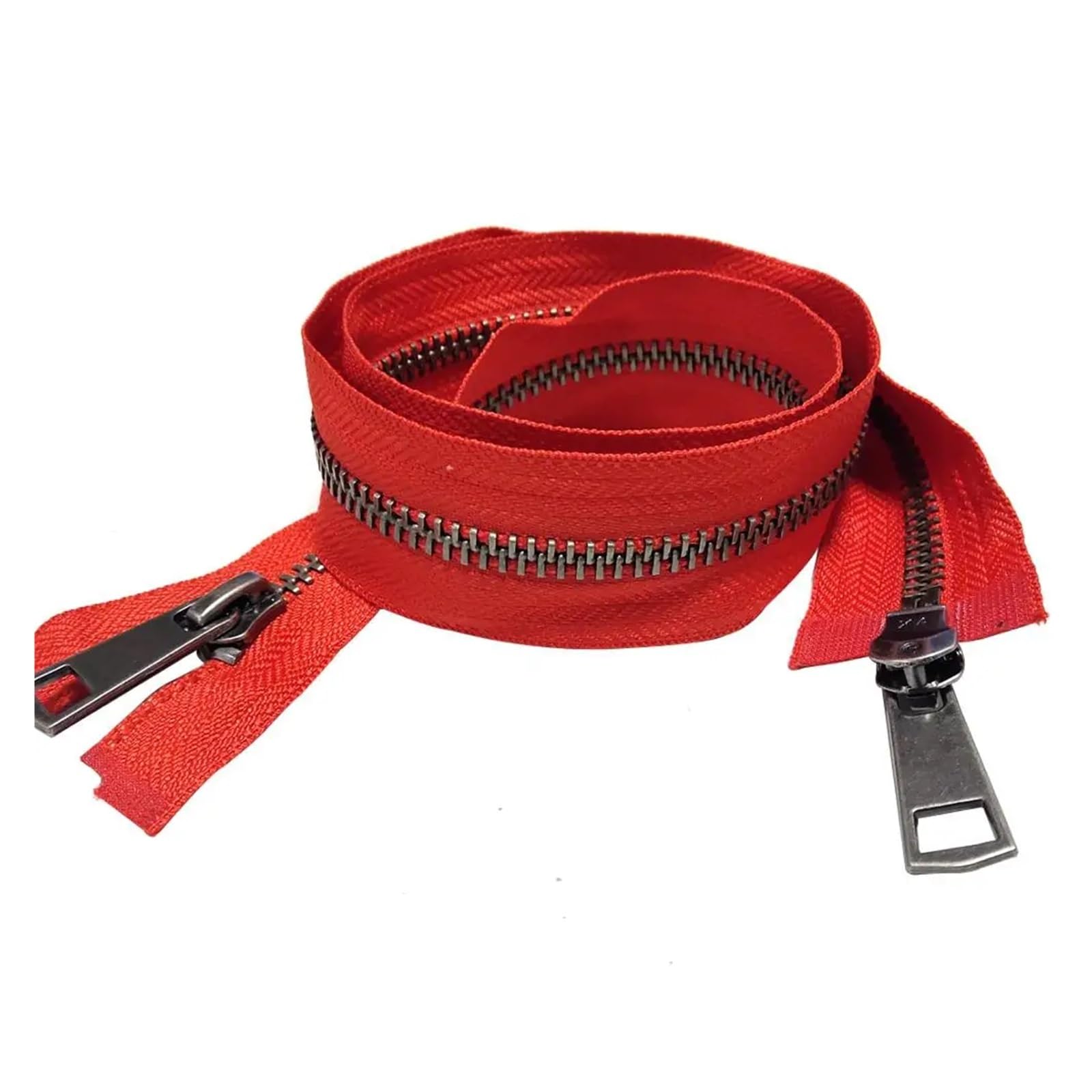 5/10 Uds. 30/40/50/60/70/80 cm 5# coloridos deslizadores dobles de extremo abierto cremallera Metal negro DIY tela bolsillo artesanal(Red,50cm,10 Pcs)