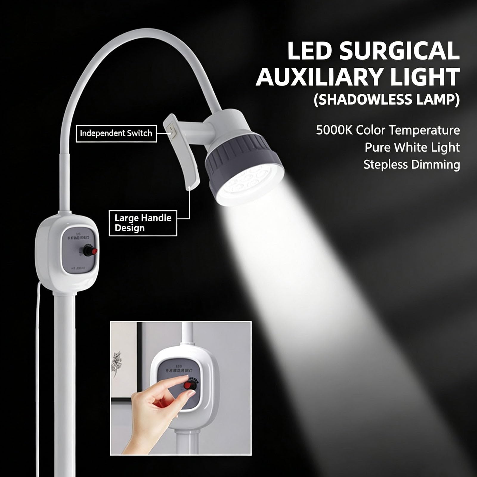 Lampa do badań chirurgicznych o mocy 12 W. Lampa podłogowa typu stojaka