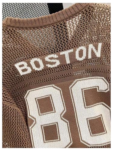 Floerns Women's Oversize Number Sweater Casual Hollow Out V Neck Street Pullover Top4