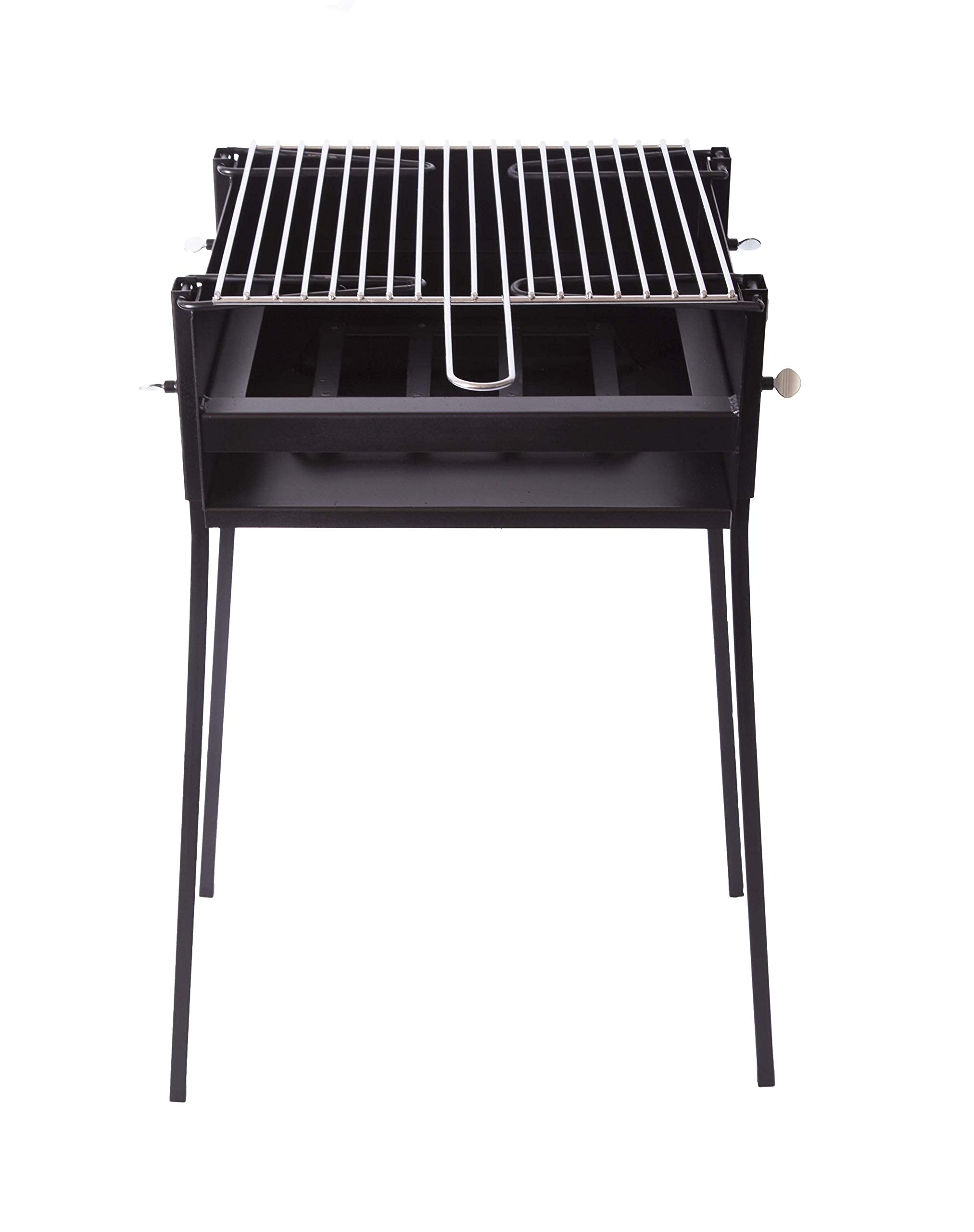Barbacoa pequeña portátil carbón cuadrada 40x40 de Chapa para Carbón y leña, barbacoa con patas desmontables y parilla, Ideal para Asar Carne, pescado en el exterior