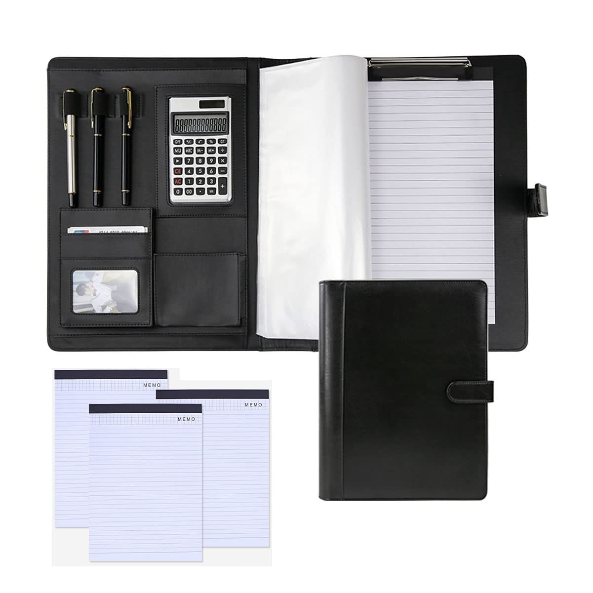 Portadocumentos Carpeta De Conferencias A4 Portfolio Trabajo Organizador para Hombres Y Mujeres Bloc De Notas Recargable 25 Hojas De Papel 4 Unidades (Size : 12-Digit Calculator)