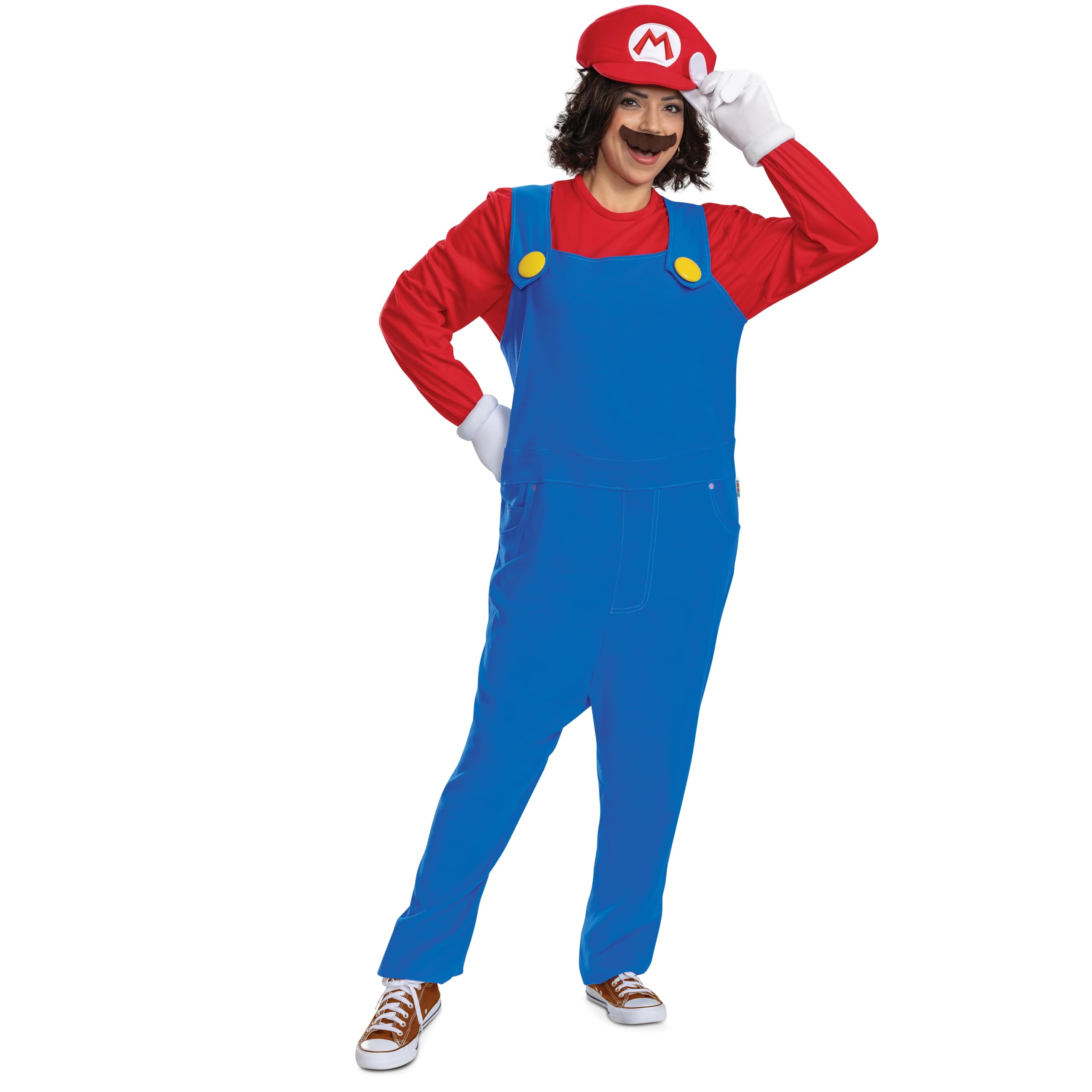 Kostium Mario, oficjalny kostium i akcesoria dla dorosłych Super Mario, unisex