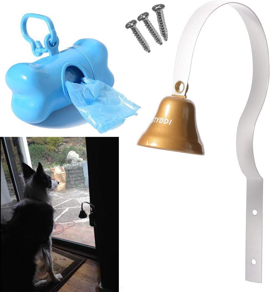 STYDDI Dog Training Bell, Metal Wall Mounted Doggy Doorbell for Potty Training and House Trainig, Suitable for Puppies or Small Dogs (White)