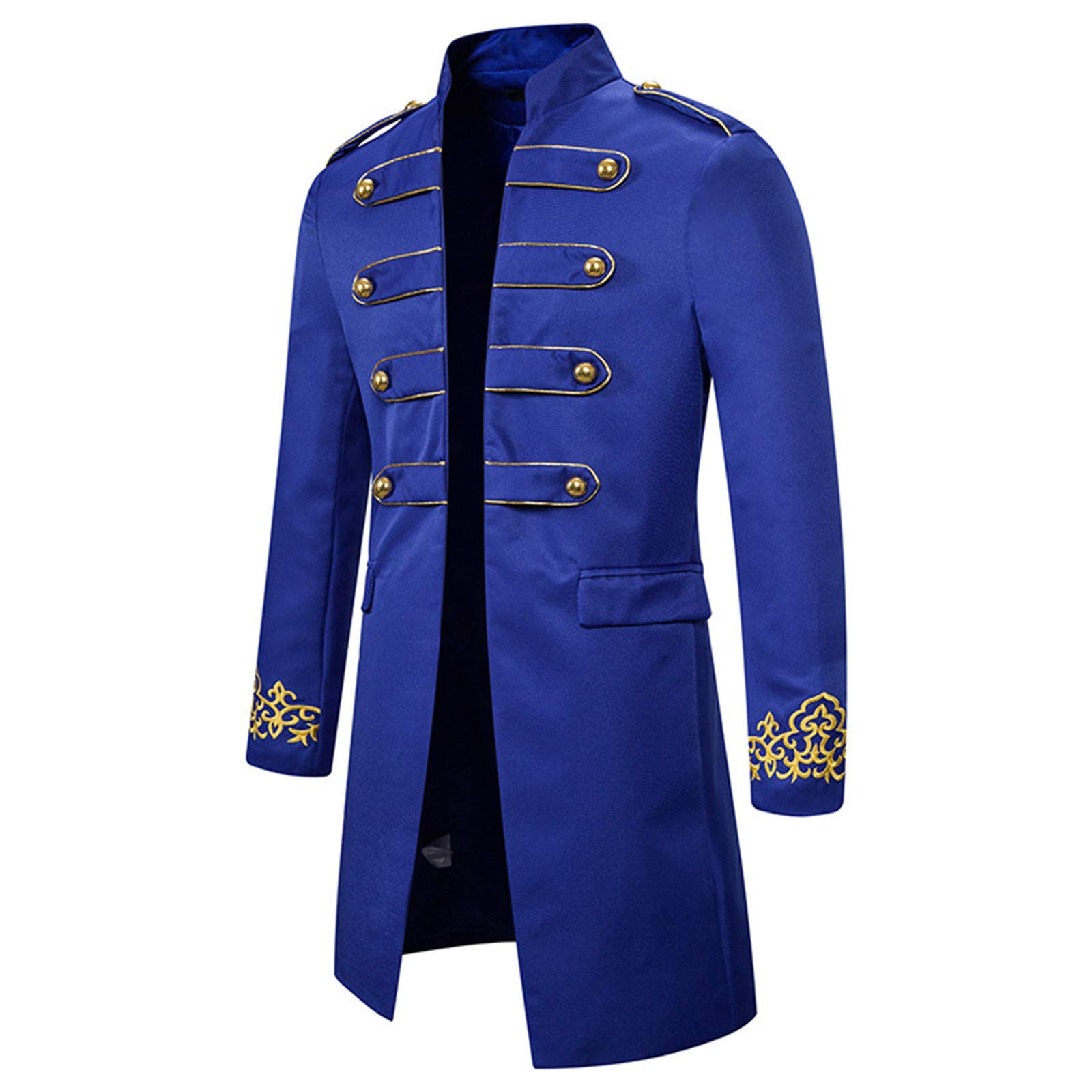 Veste steampunk vintage pour homme - Jupe de marche victorienne gothique - Costume d'Halloween - Col montant - Robe de soirée - Uniforme brodée - Bouton
