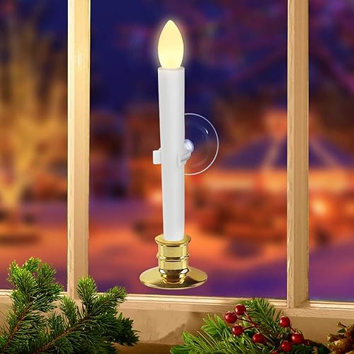 Miniatura 22 de Velas para ventana, funcionan con pilas, temporizadores remotos, luces LED sin llama, velas eléctricas con tapones extraíbles, portavelas para Base