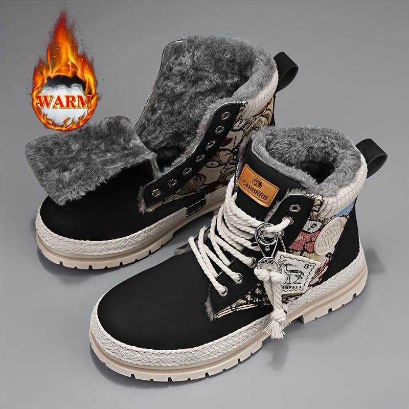 Stylish windproof men's motorcycle boots, winter snow boots and work boots for outdoor activities2