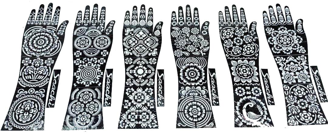 Glayra Full Hand Mehndi Stencil Design Full Hand Set | Henna Tattoo Stencil for Women, Girls and Kids | Easy to use in just 4 Steps | Mehandi Sticker (Design-E)-image-37
