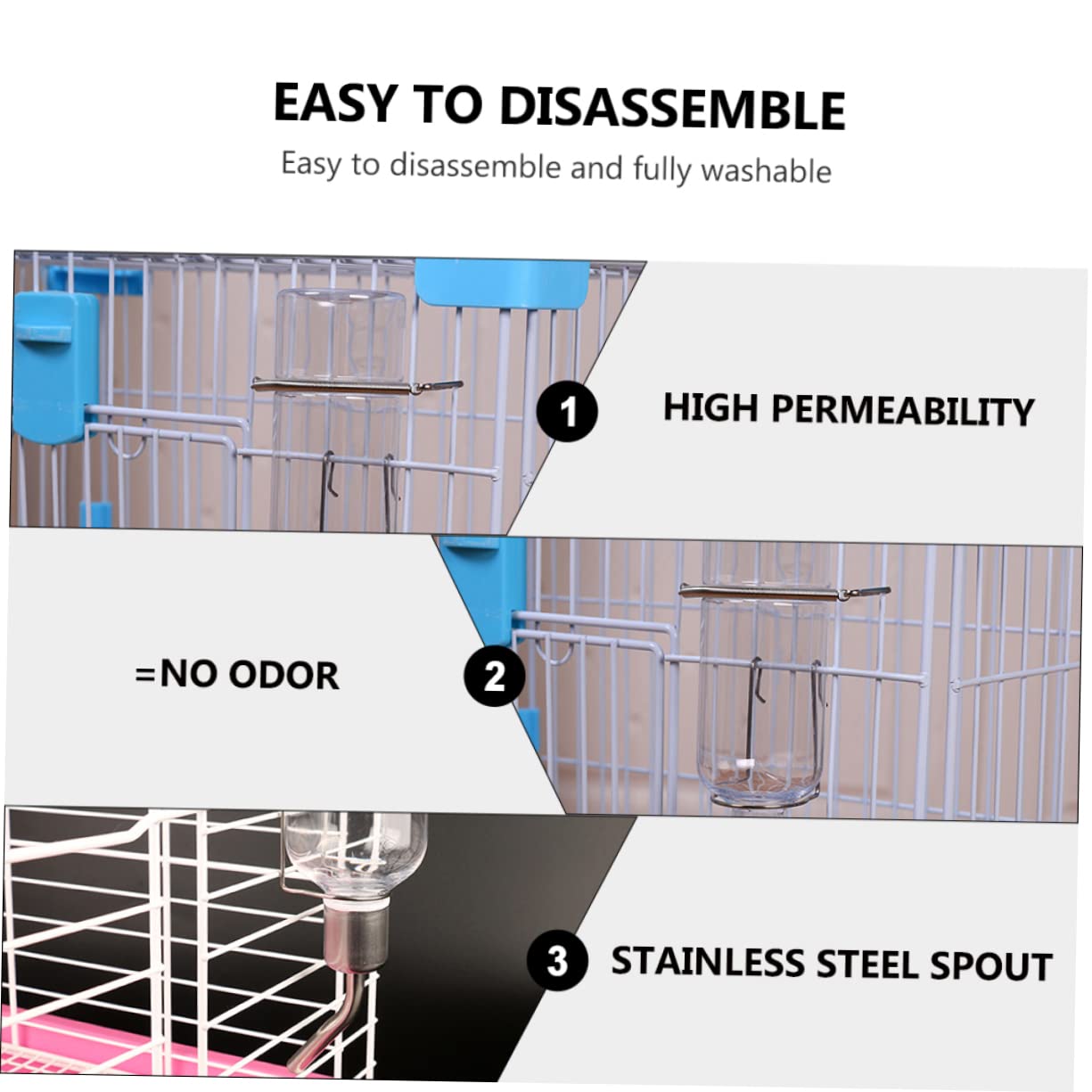 ORFOFE 6pezzi Borraccia Per Animali Domestici Dispenser Appeso Per Conigli Criceti e Porcellini Design Inossidabile Facile Da Installare e Antileak